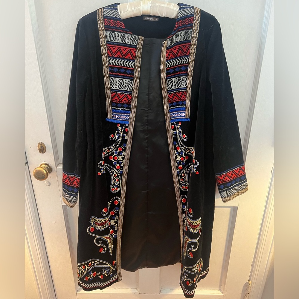 J McLoughlin Embroidered Velvet Coat